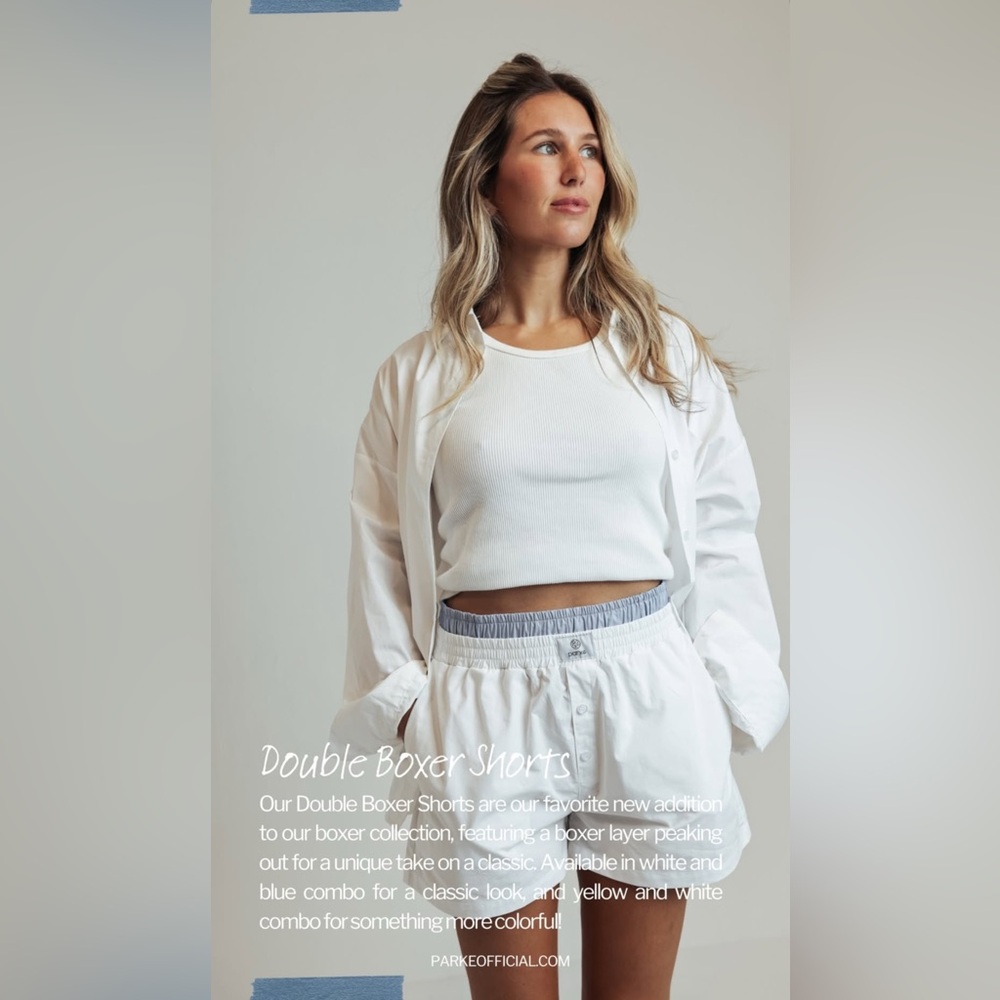 Parke Double Boxer Short White and Blue Small NWT - Picture 2 of 9